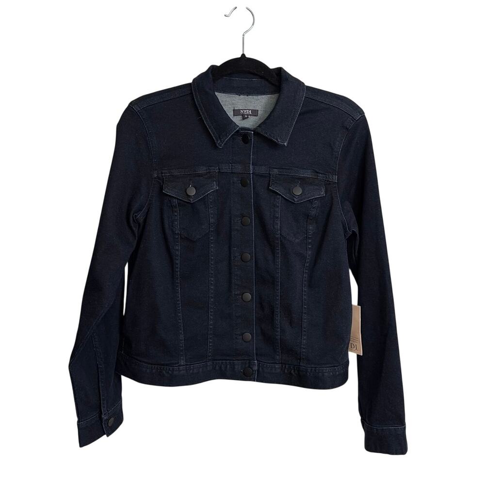 NYDJ Denim Jacket Womens Small Dark Blue Rinse Jean Stretch Button Front NWT